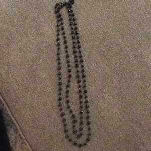 Extra long black bead necklace